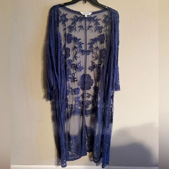 DAVI & DANI Navy Embroidered Cover-Up - Picture 1 of 3